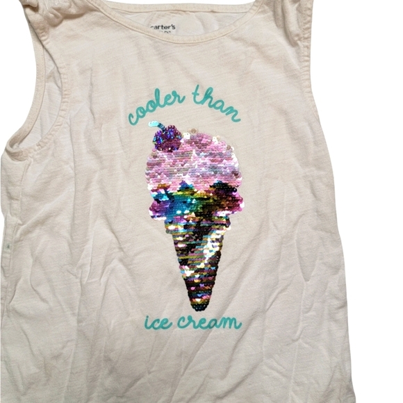 Carter's Size 7 Changing Sequins Ice Cream Tank Top White - Picture 4 of 7